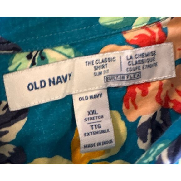 2 Old Navy Mens Slim Fit Floral Short-Sleeve Shirts XXL 100% Cotton Hawaiian - Picture 6 of 15